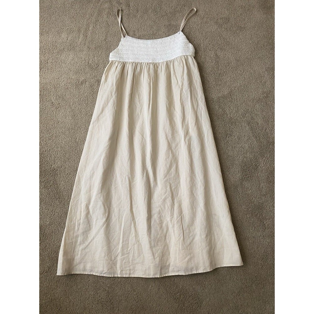 Zara Boho Crochet Ivory Knit Bodice and Linen Blend Flowy Skirt Size M - Picture 6 of 14